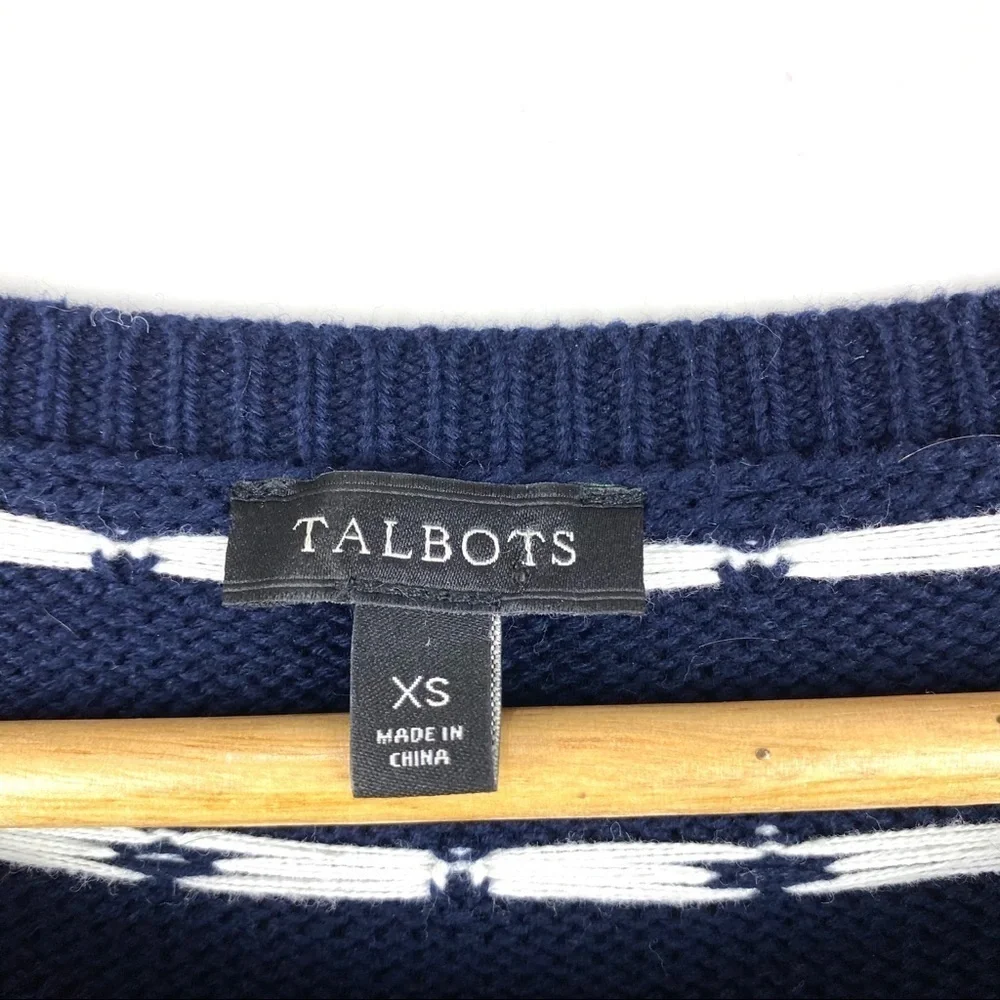 Talbots Knit Nautical Sweater Navy Blue White Size XS Long Sleeves Striped - Picture 5 of 9